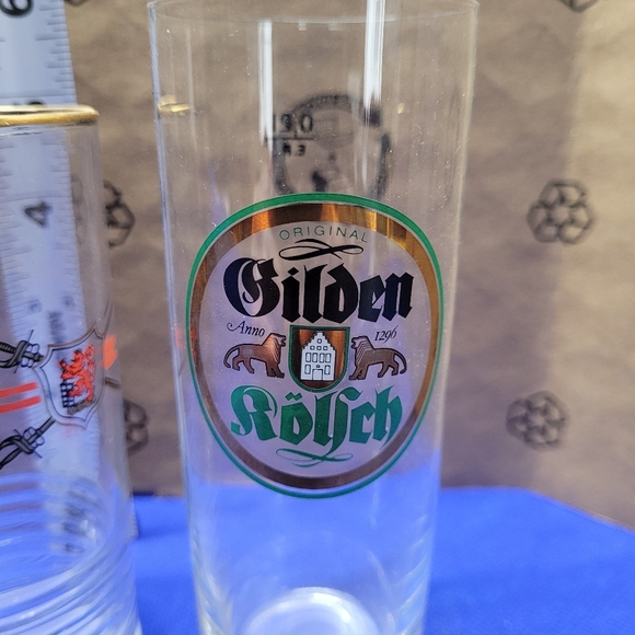 Vintage small European beer glasses from the 80's and 90's - Picture 3 of 9
